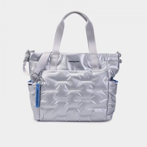 Silver Blue Hedgren Puffer Women's Tote Bags | KWP6315YB